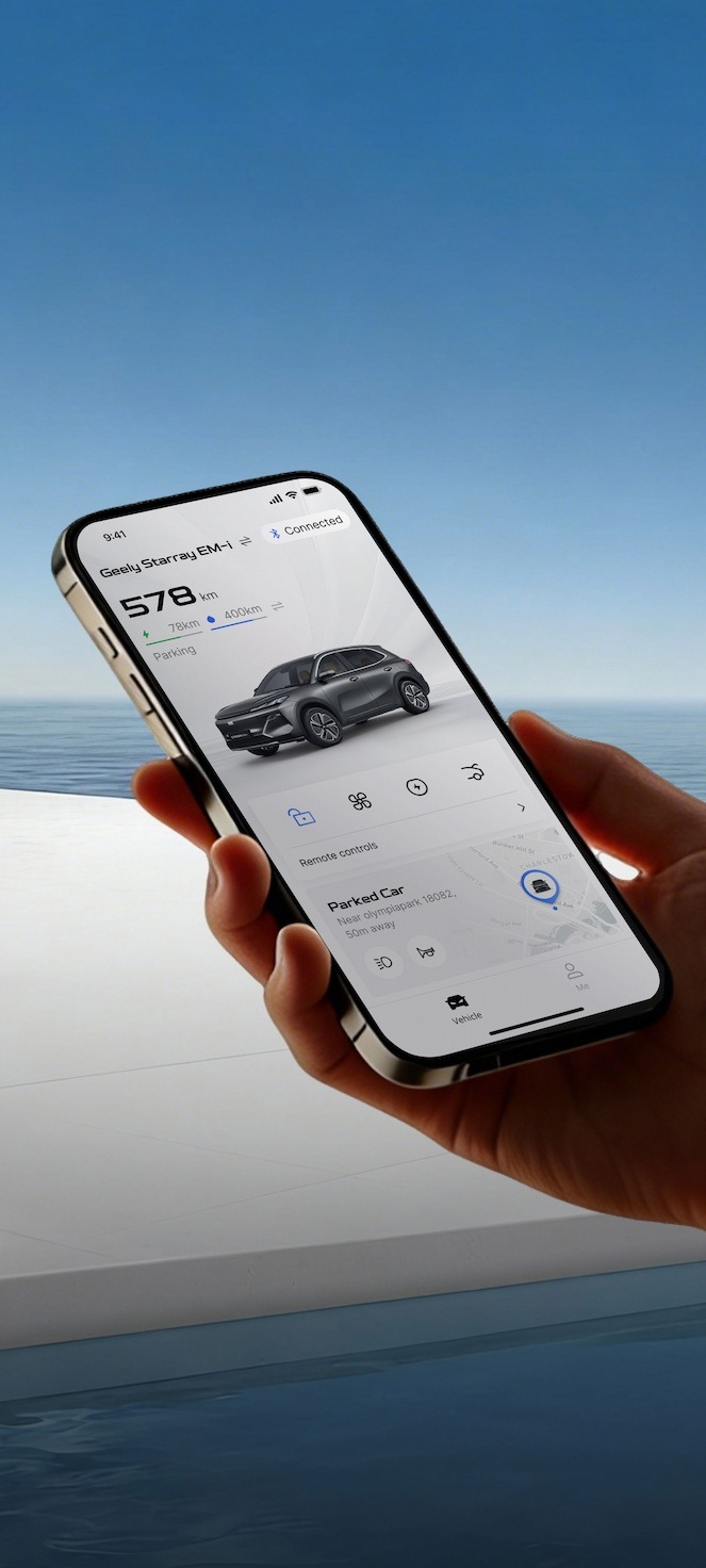 Samochód GEELY w aplikacji
